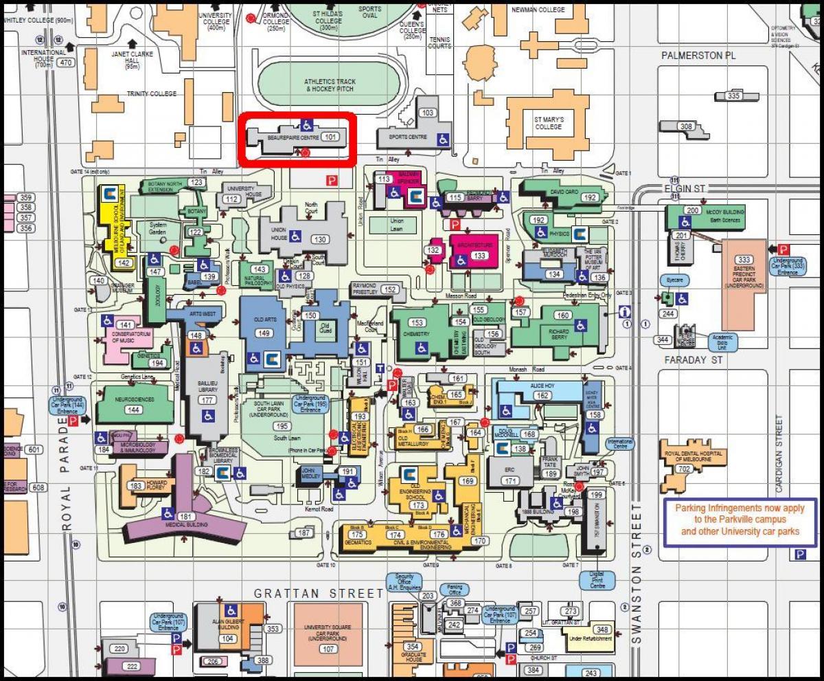 mapa de la universidad de Melbourne