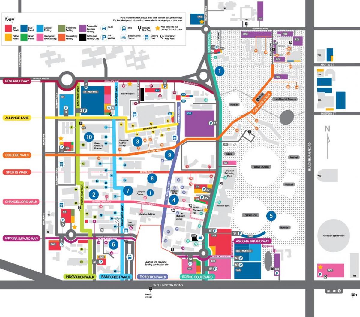 mapa de la universidad de Monash