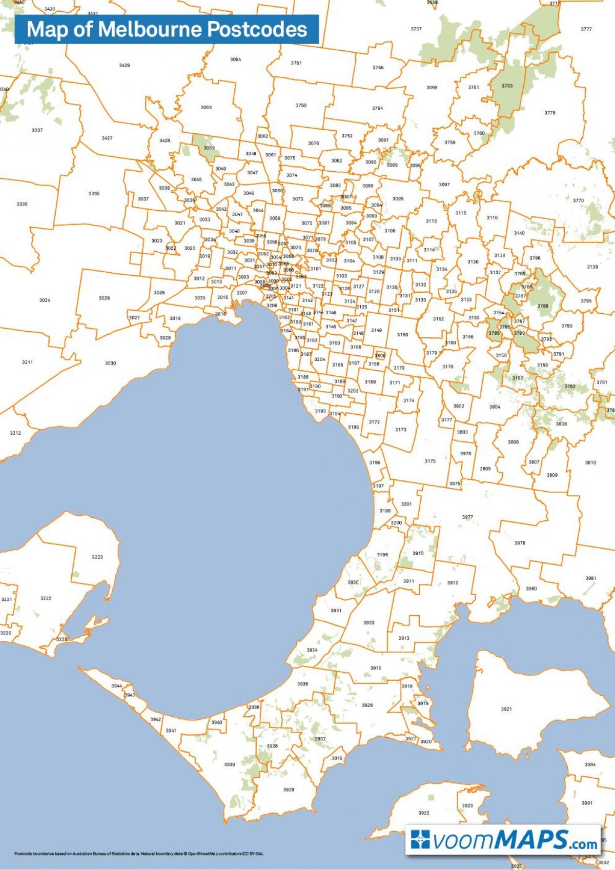 mapa de Melbourne códigos postales