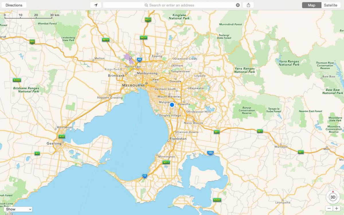 mapa de Melbourne y alrededores
