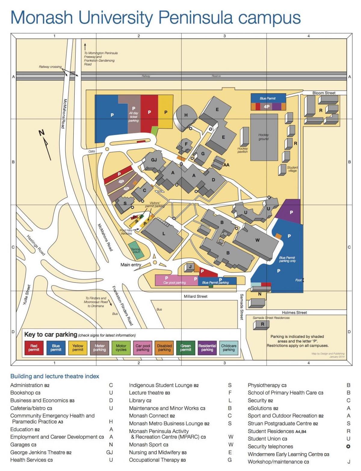 El mapa del campus de la universidad de Monash