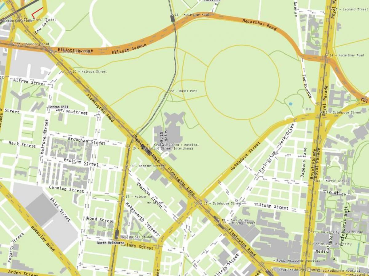 mapa de Royal children's hospital de Melbourne