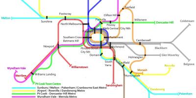Tren de Metro de mapa de Melbourne