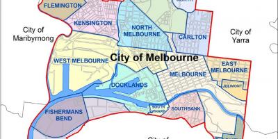 Mapa de Melbourne y de los suburbios