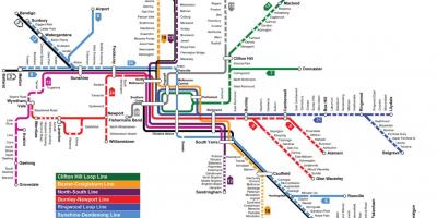 La estación de tren de mapa de Melbourne