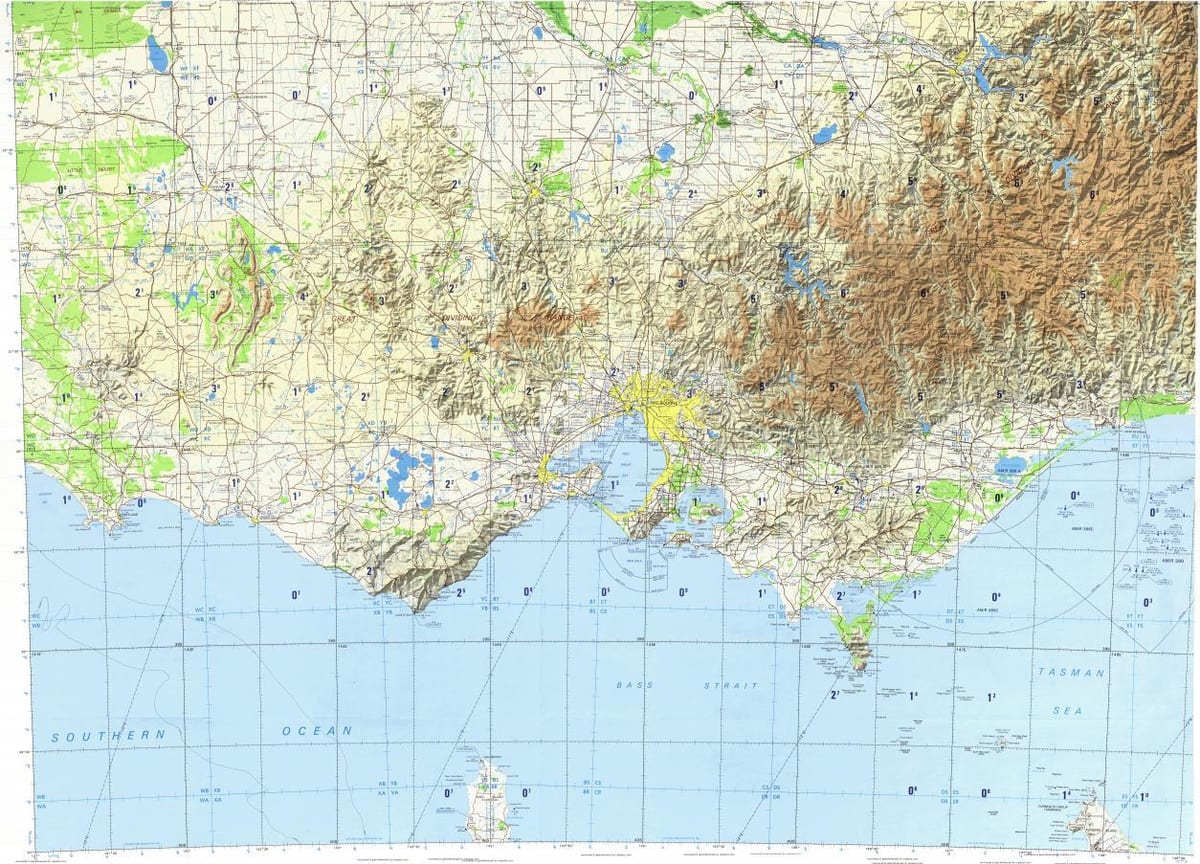 el mapa topográfico de Melbourne