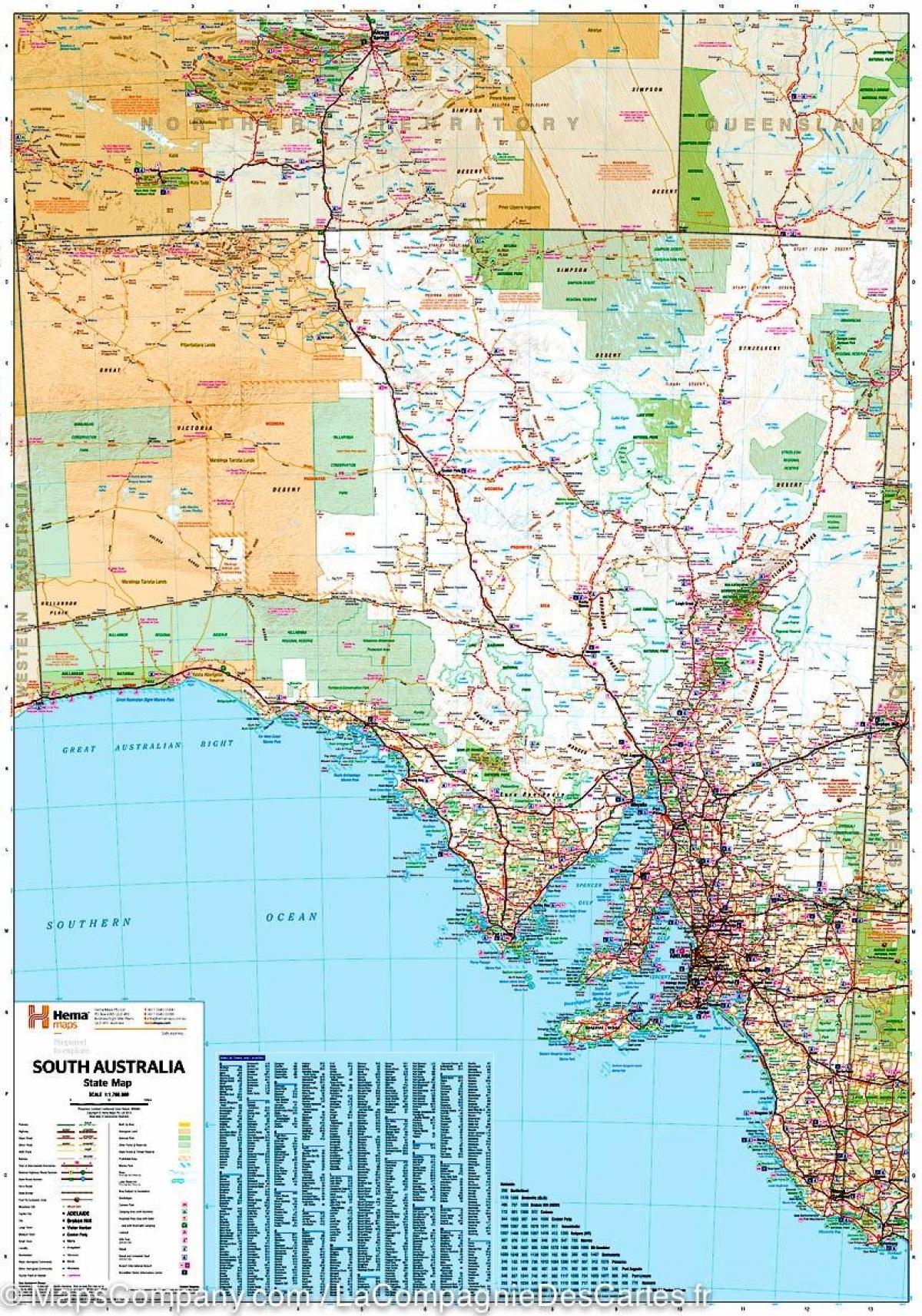 mapa de Australia del sur