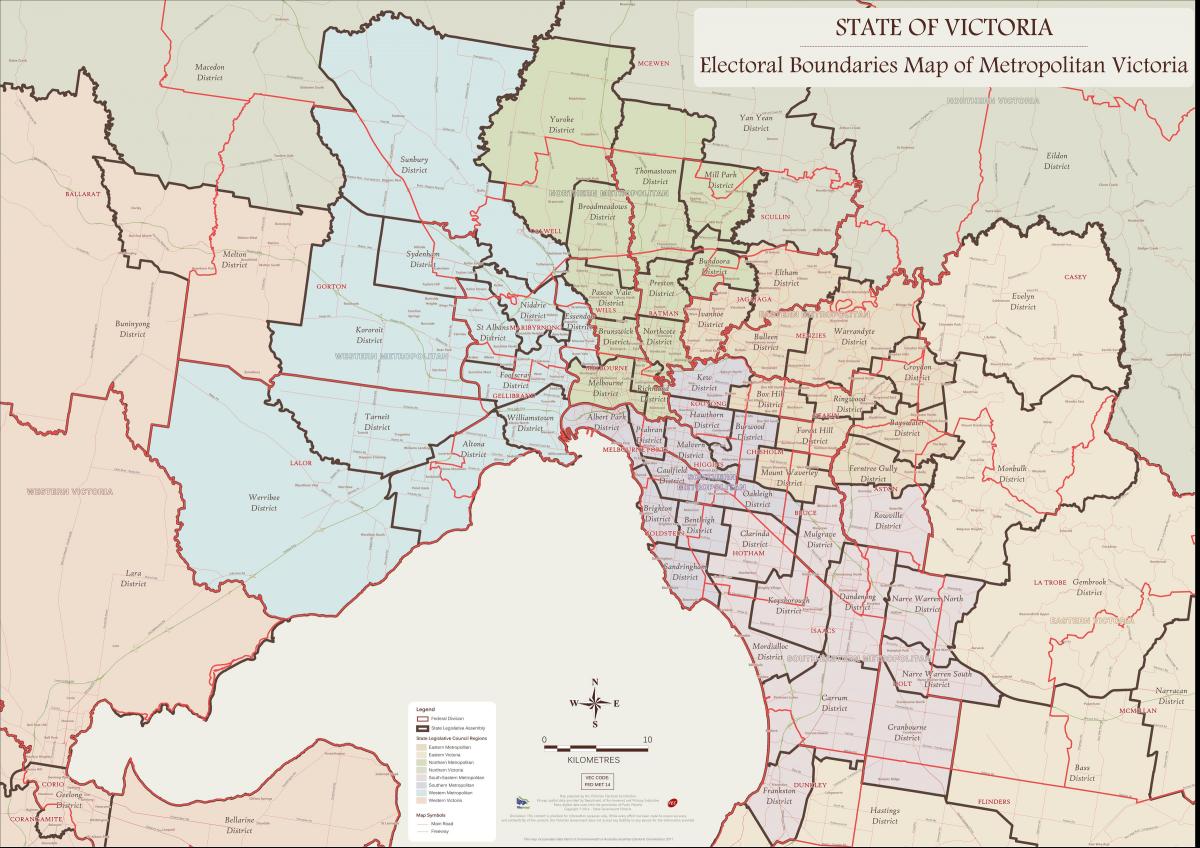 mapa de Melbourne suburbios del este