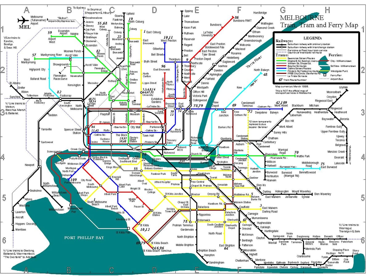 Melbourne mapa de autobuses