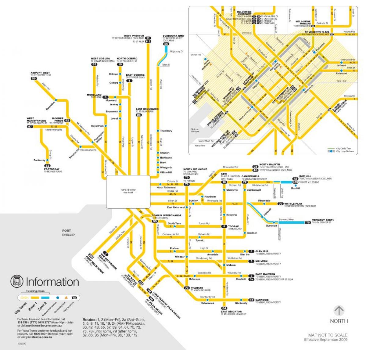 Yarra tranvías mapa