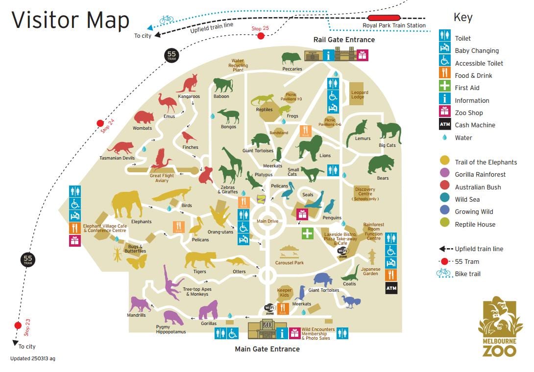mapa del zoológico de Melbourne