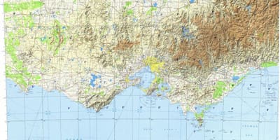 El mapa topográfico de Melbourne