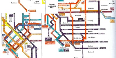 Melbourne mapa de transporte público