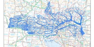 Mapa de Melbourne inundación